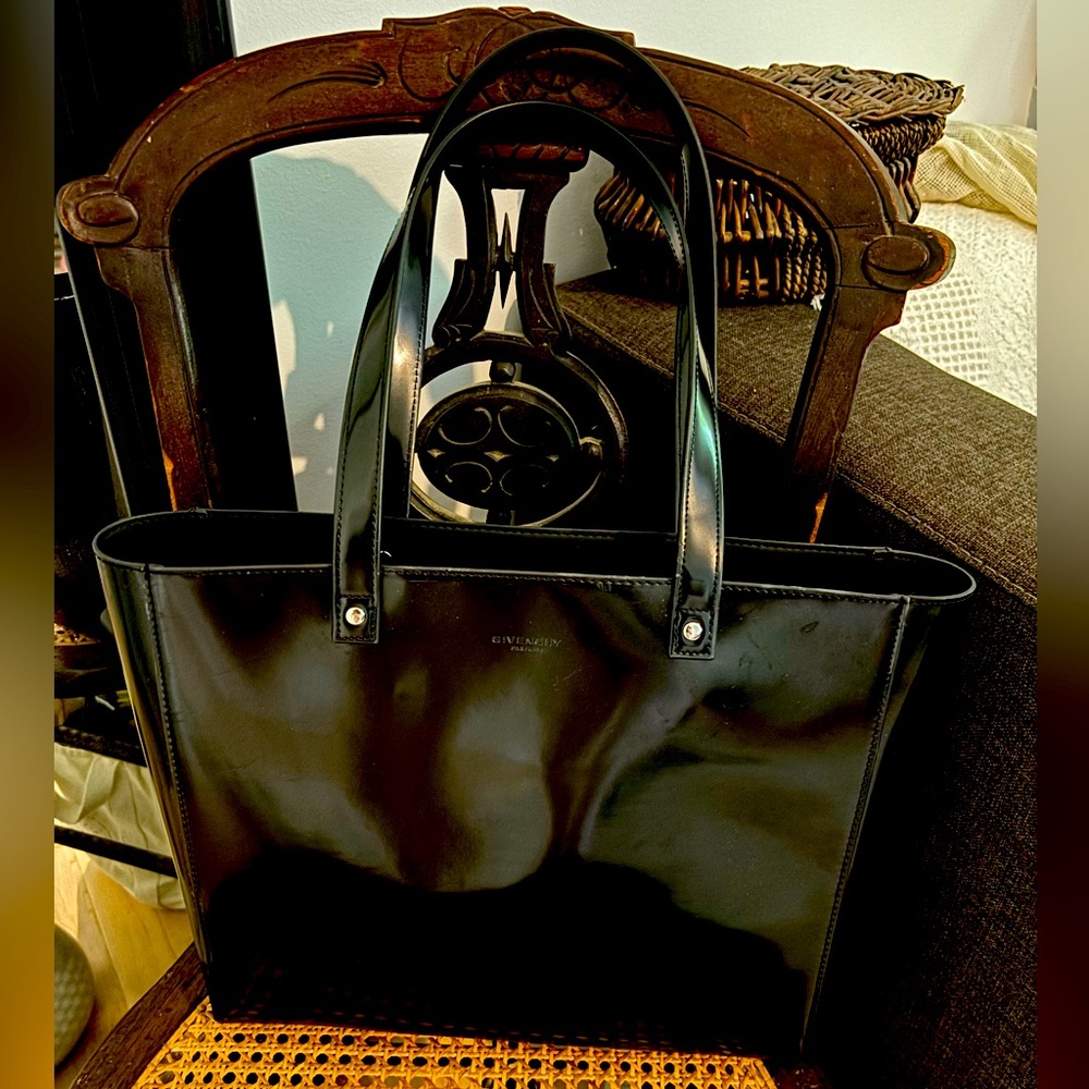 Givenchy Parfums Coated Leather Black Tote Handbag